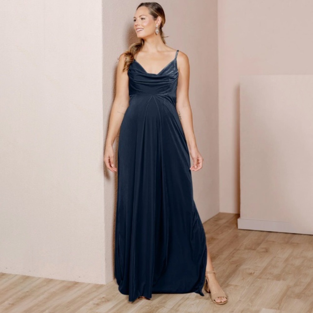 NWT Revelry Maternity Skye Velvet Dress Royal Navy size 12